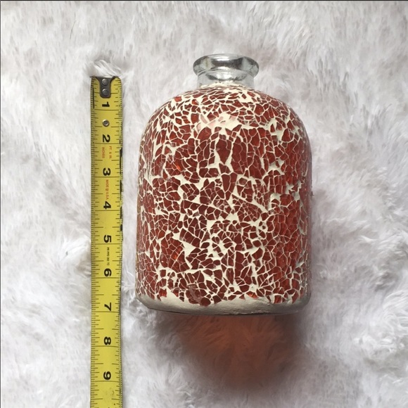NEW Orange White Crackle Glass Vase - Picture 5 of 7
